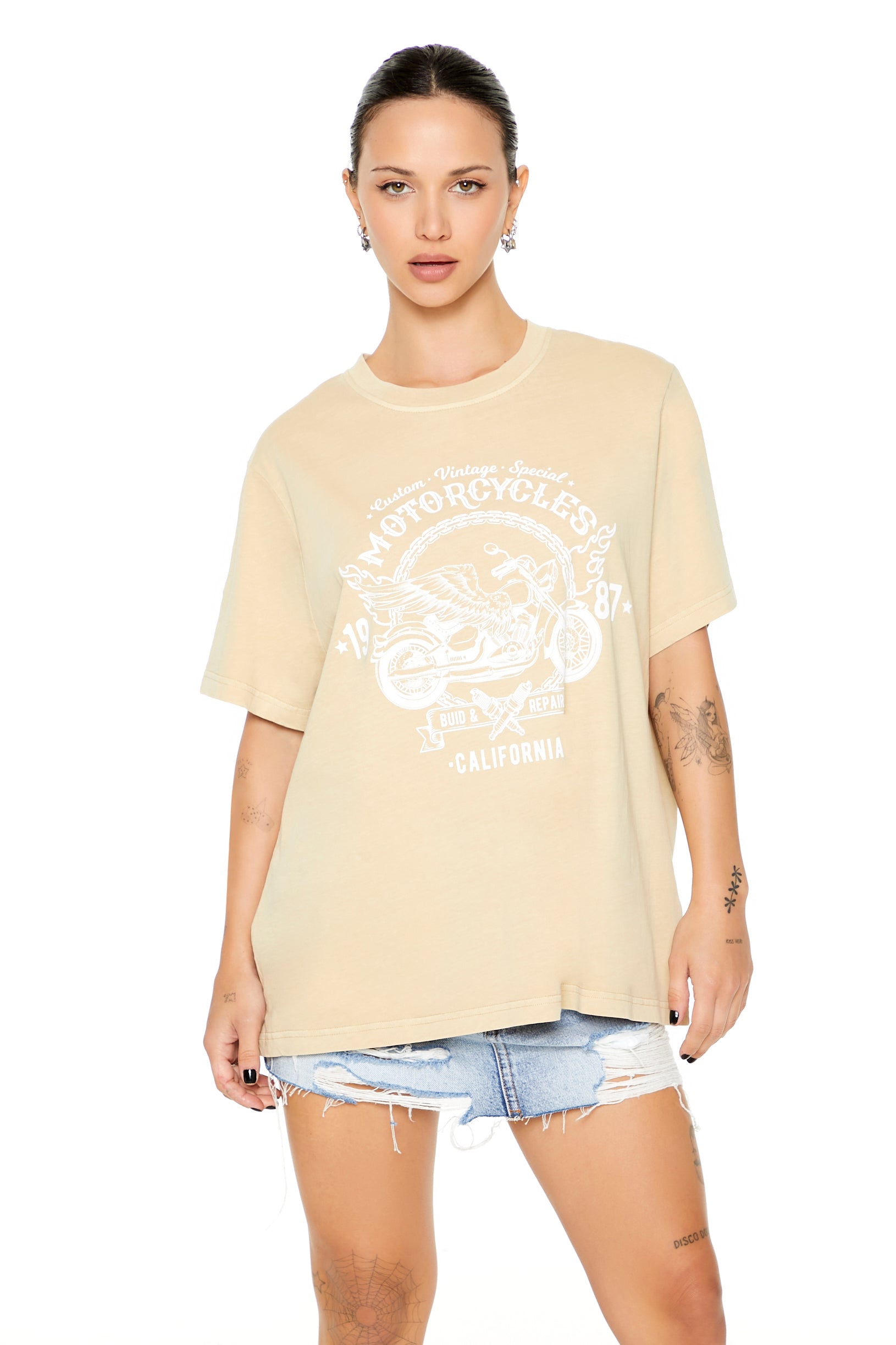 Motorcycle Graphic Oversized T-Shirt