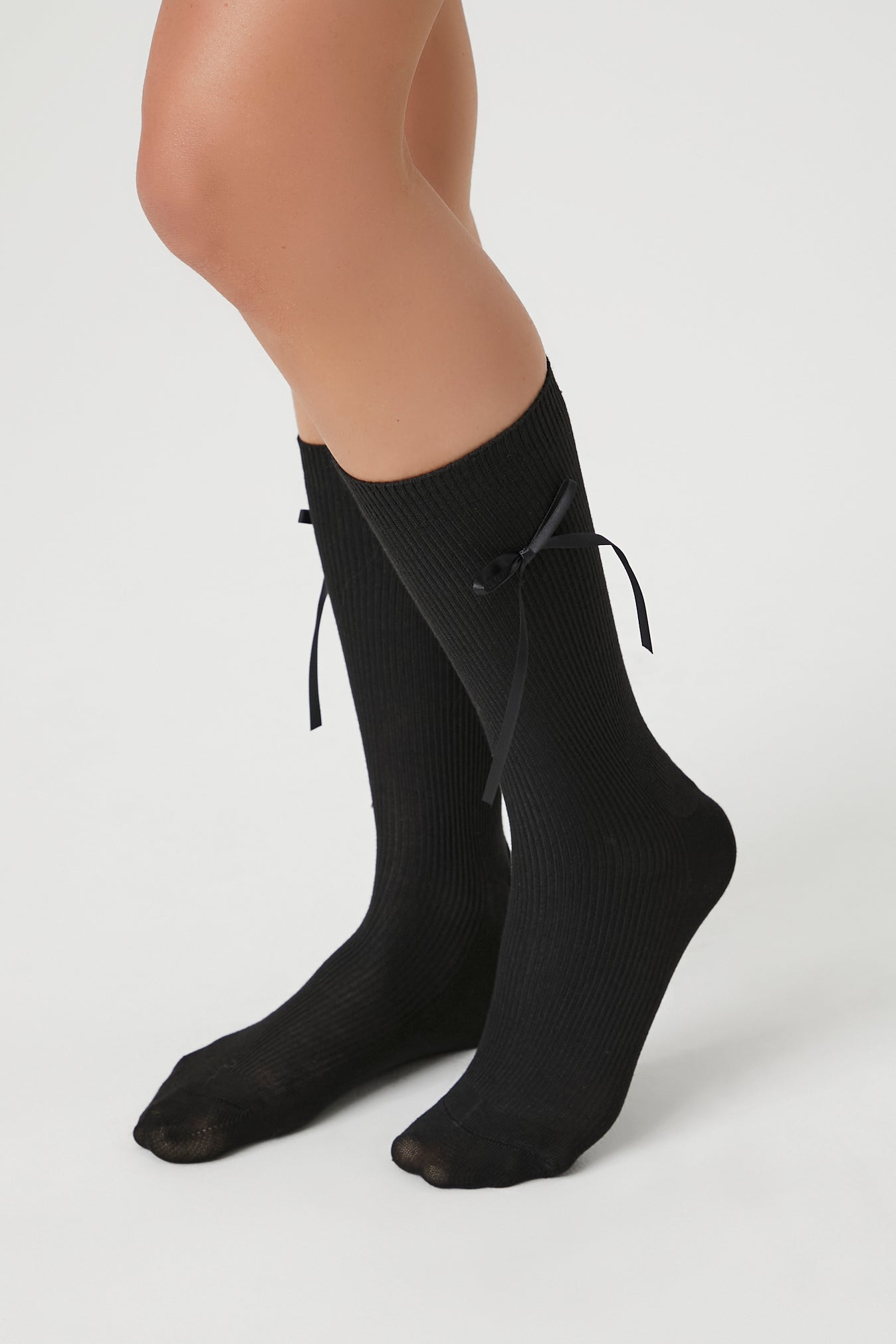 Ribbed Bow Crew Socks