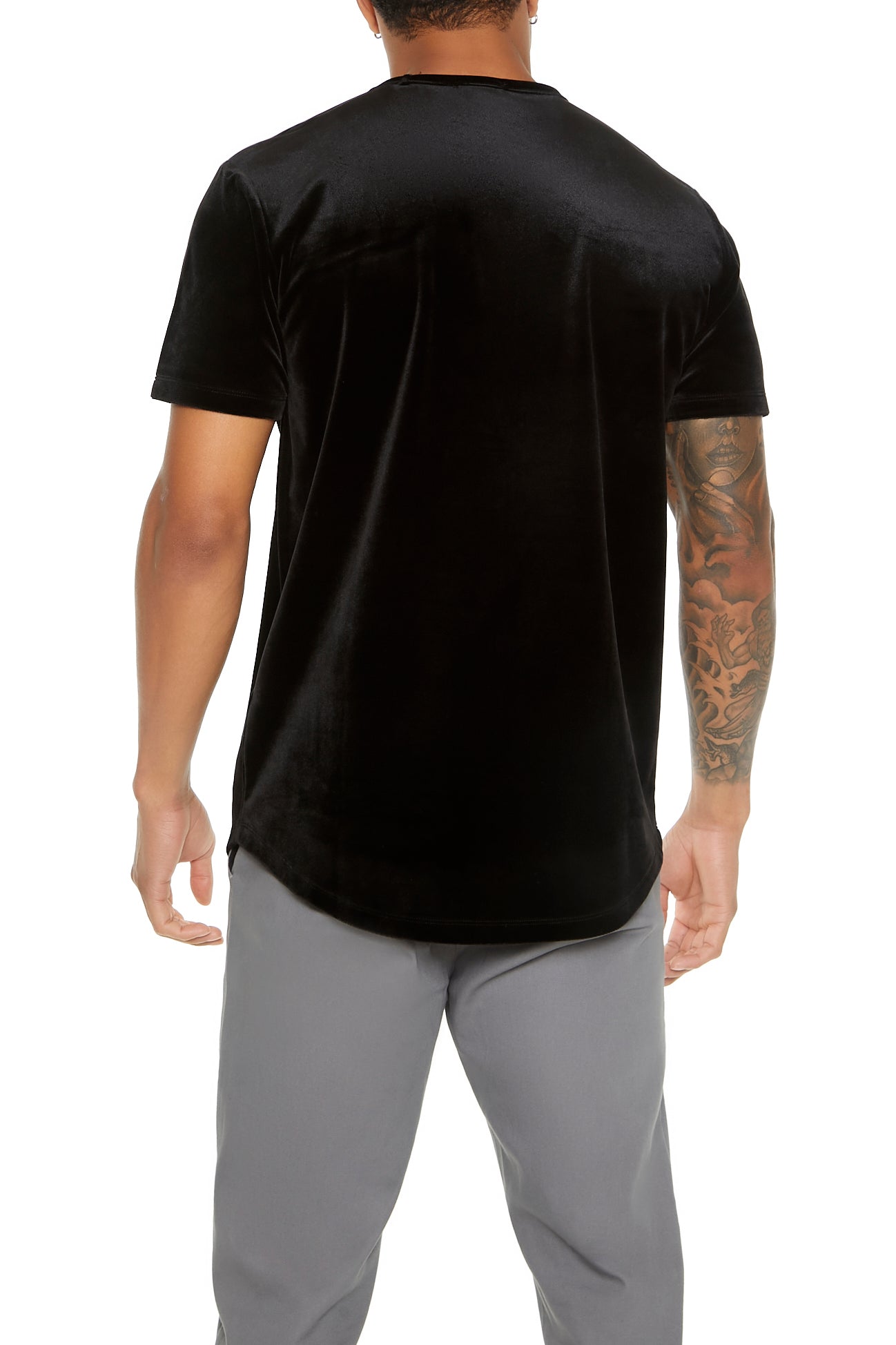 Velour Curved Hem T-Shirt