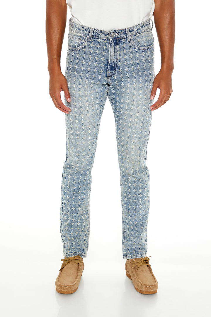 Jean mi-taille mince d'aspect usé – Urban Planet