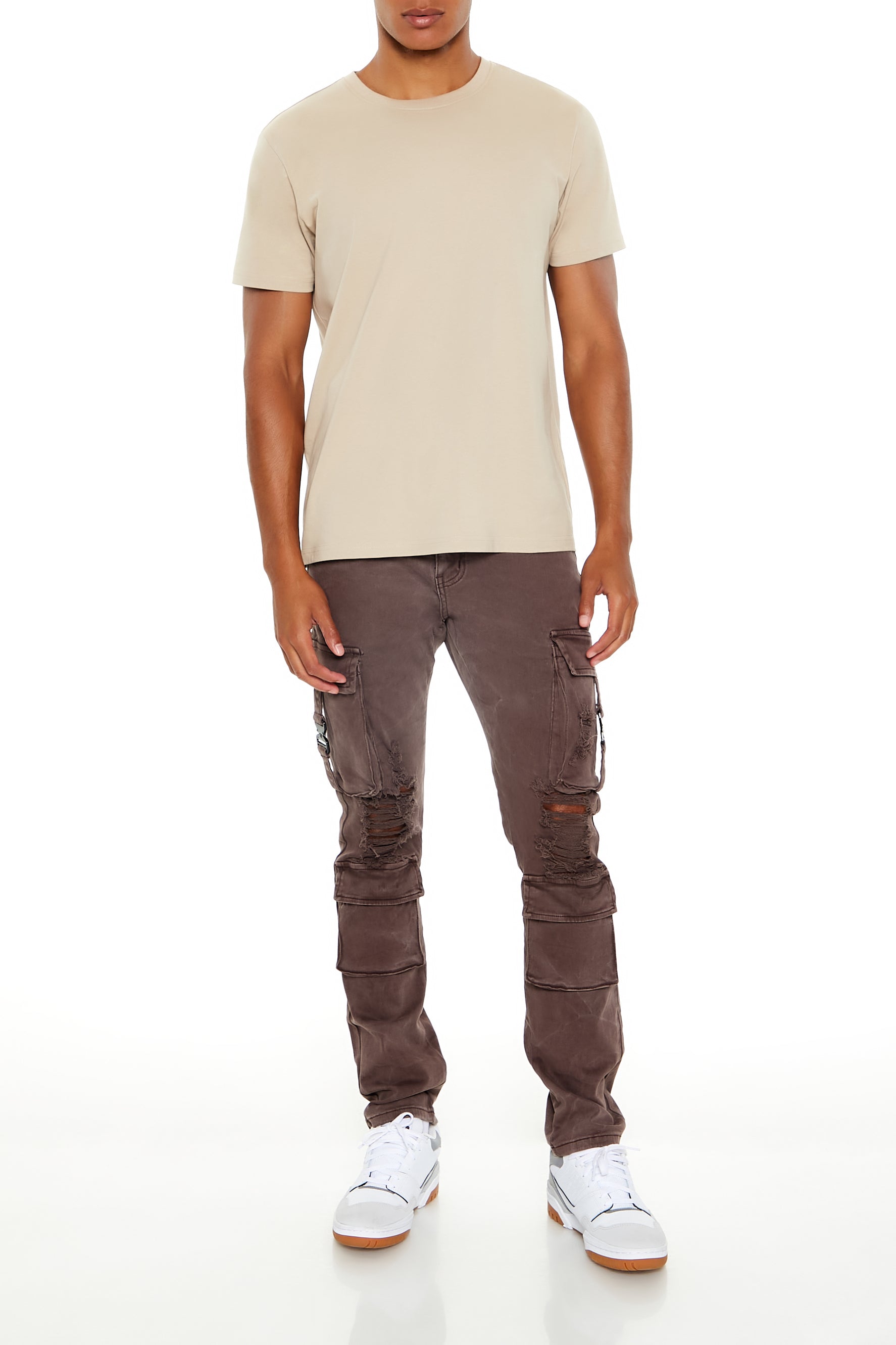 Distressed Mid-Rise Cargo Jean