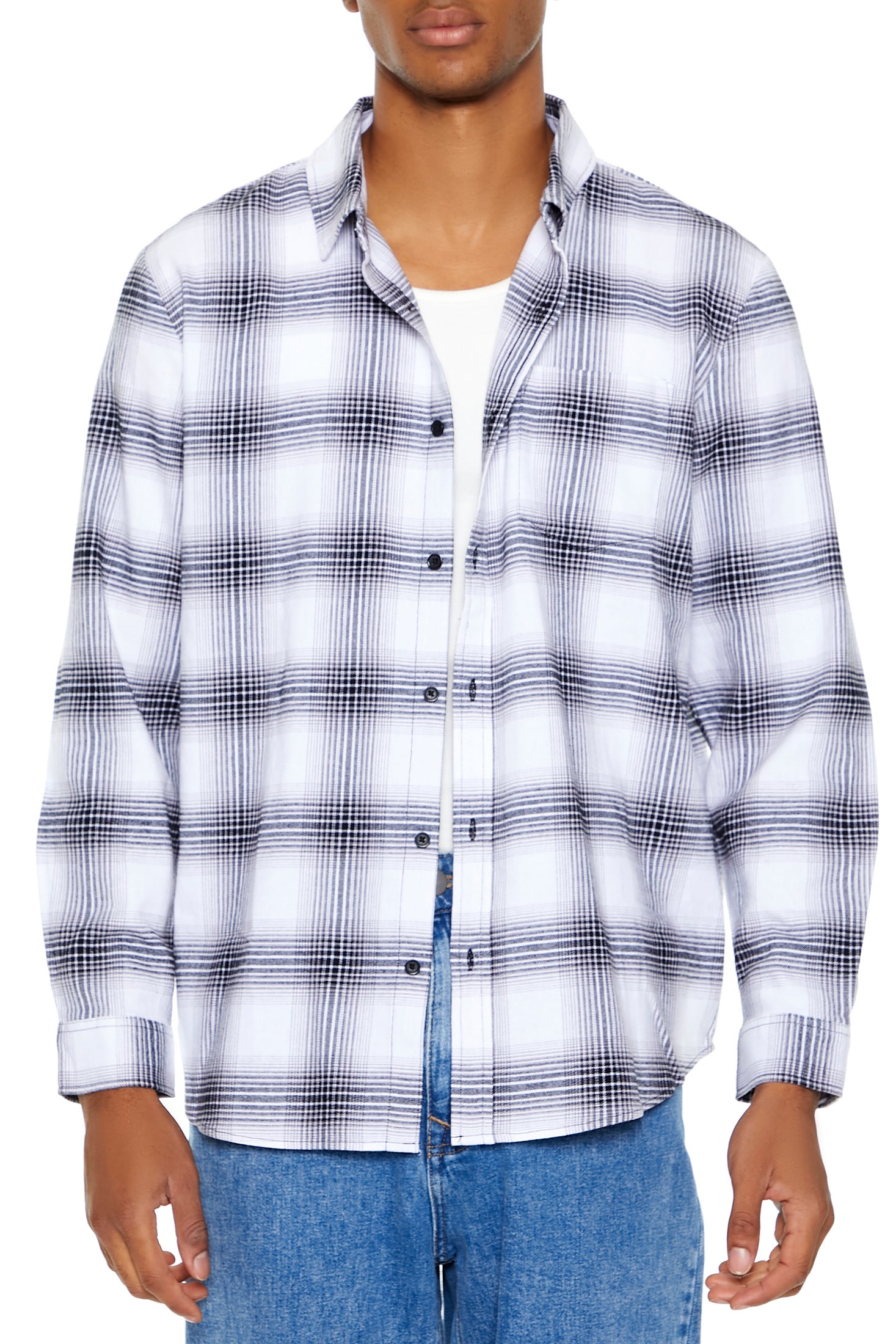 Plaid Flannel Button-Up Top