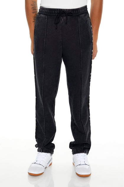 French Terry Washed Floral Trim Sweatpant