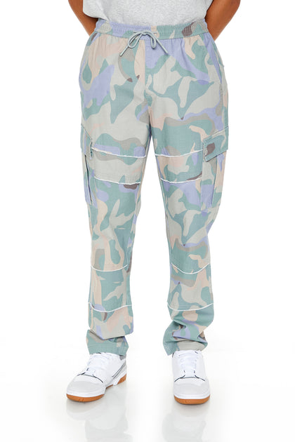 Frayed Camo Print Cargo Jogger