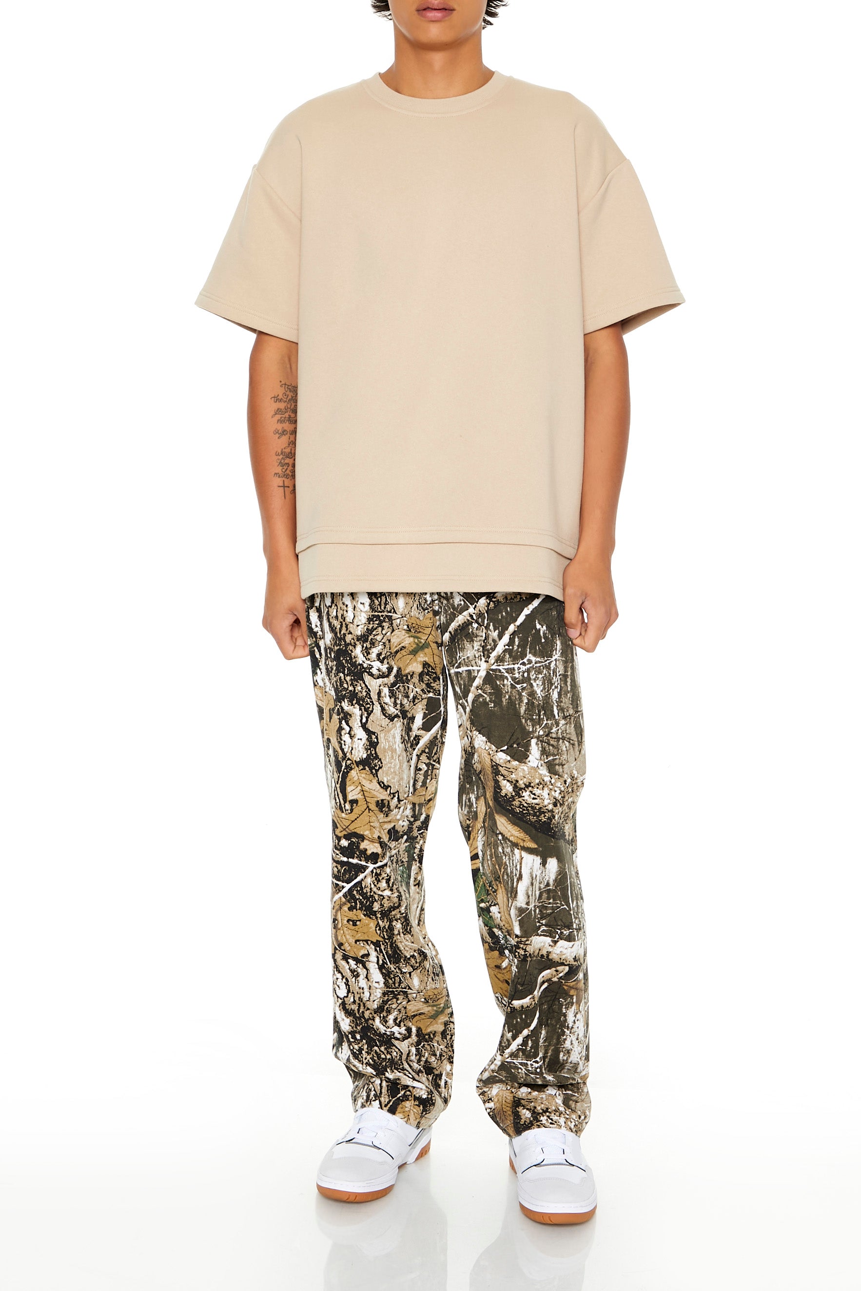 Leaf Print Straight Leg Pant