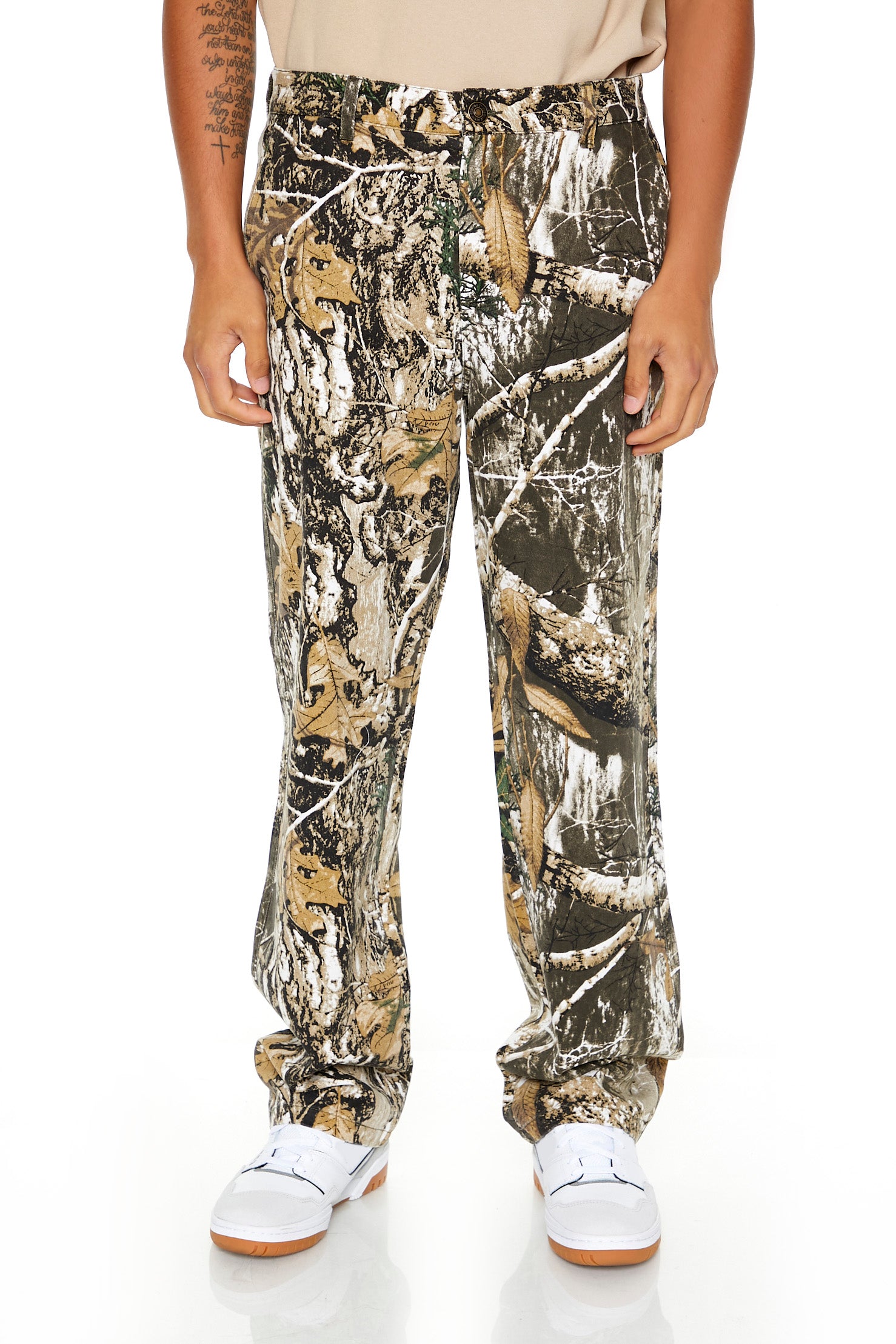 Leaf Print Straight Leg Pant