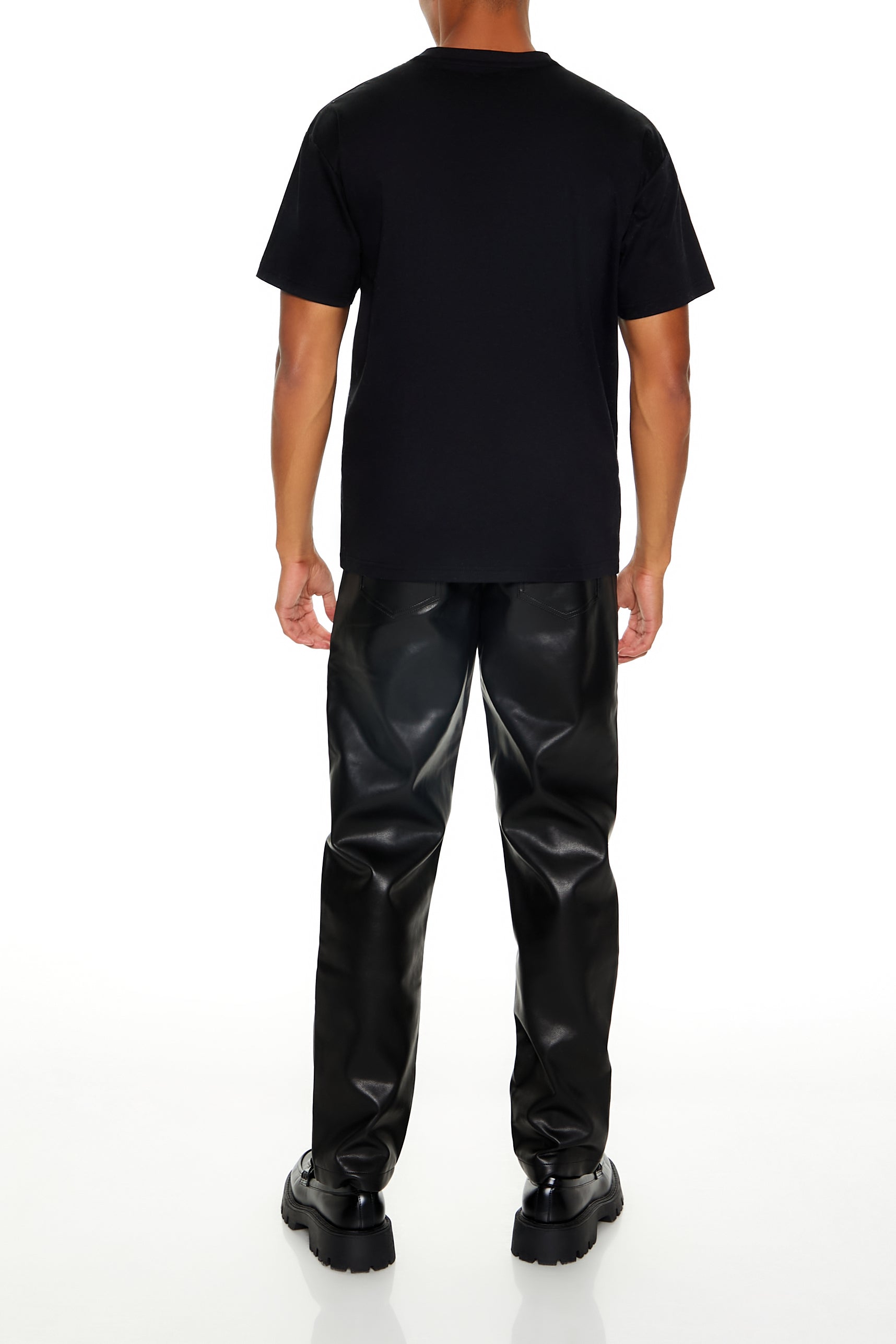 Split Graphic Faux Leather Pant