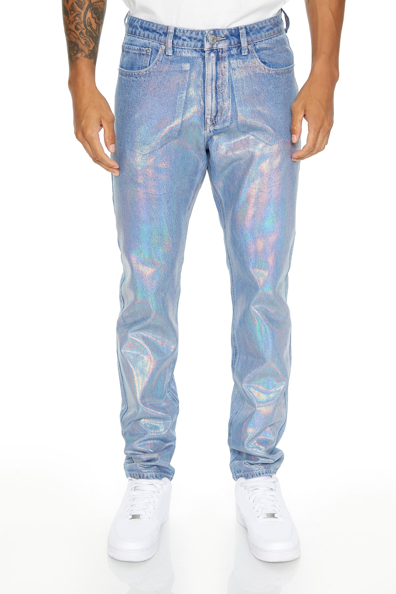 Jean mince iridescent