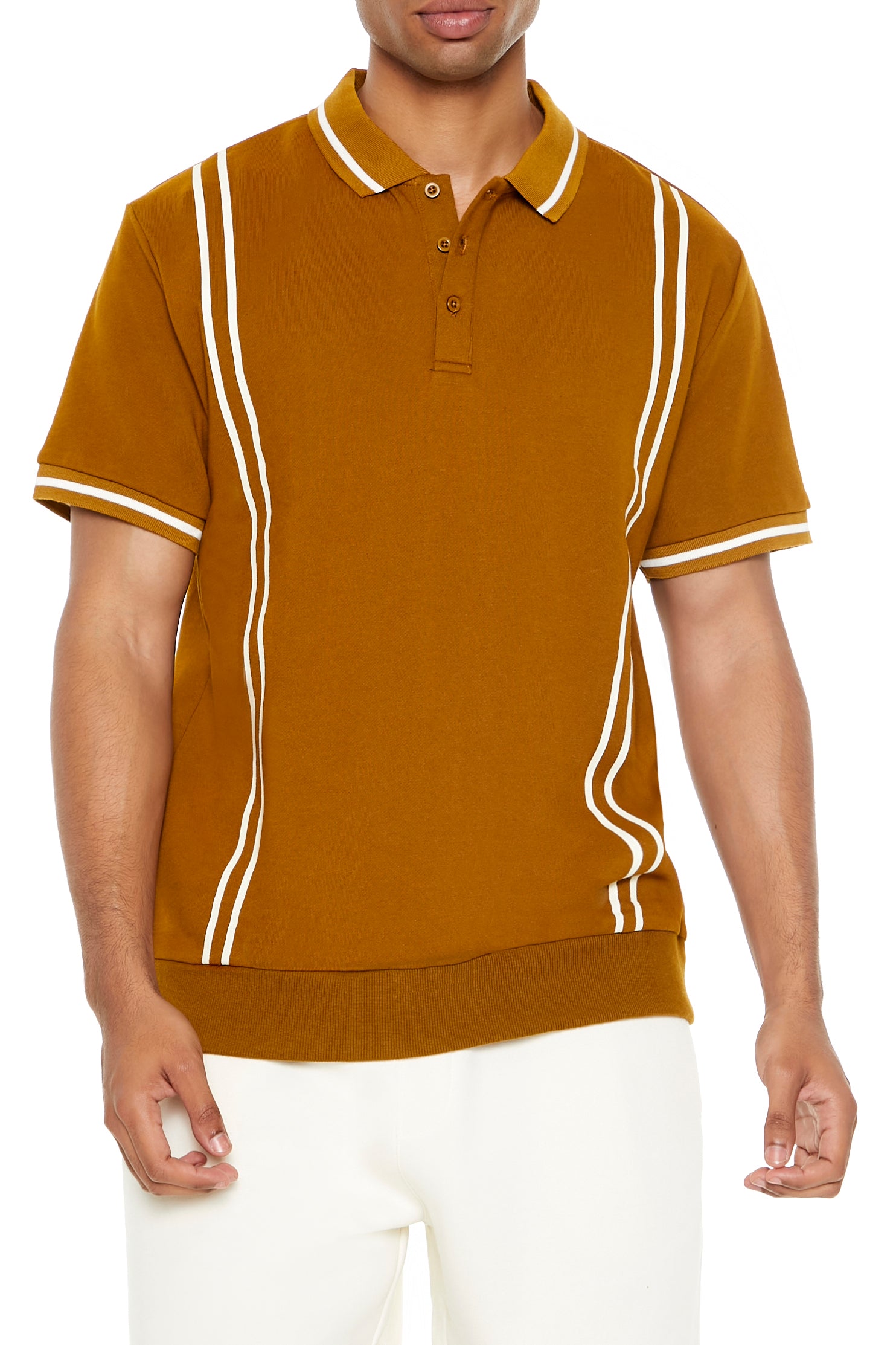 Striped Trim Polo T-Shirt