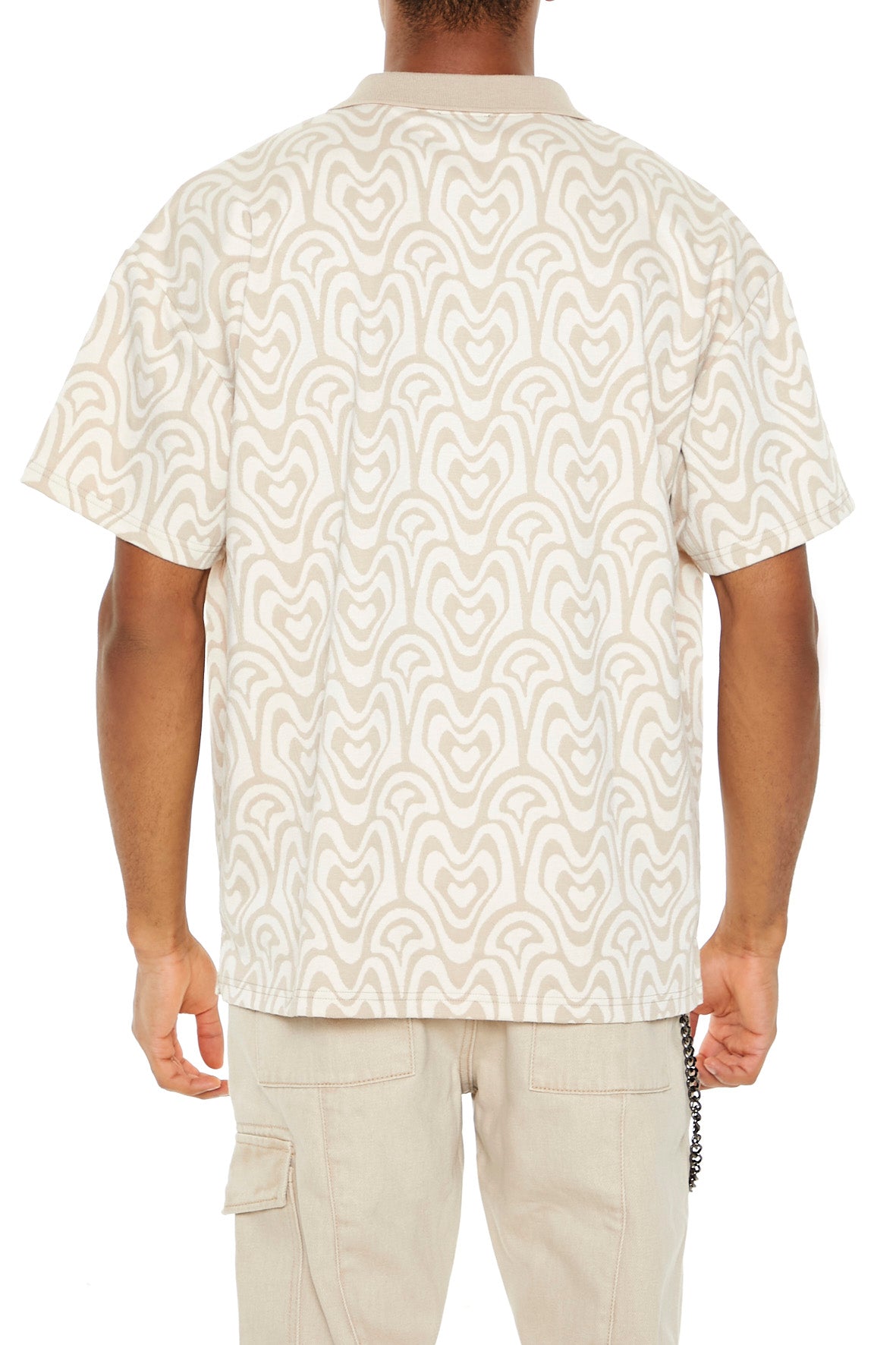 Oversized Geo Print Polo T-Shirt