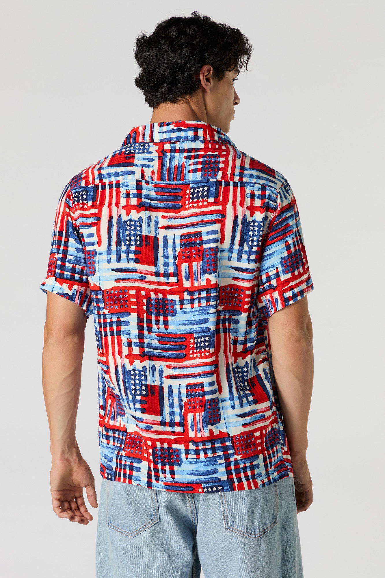 American Print Button-Up Top