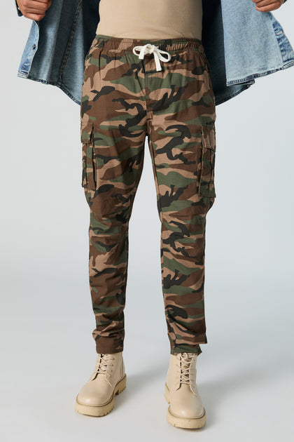 Pantalon cargo en tissu indéchirable avec motif camouflage