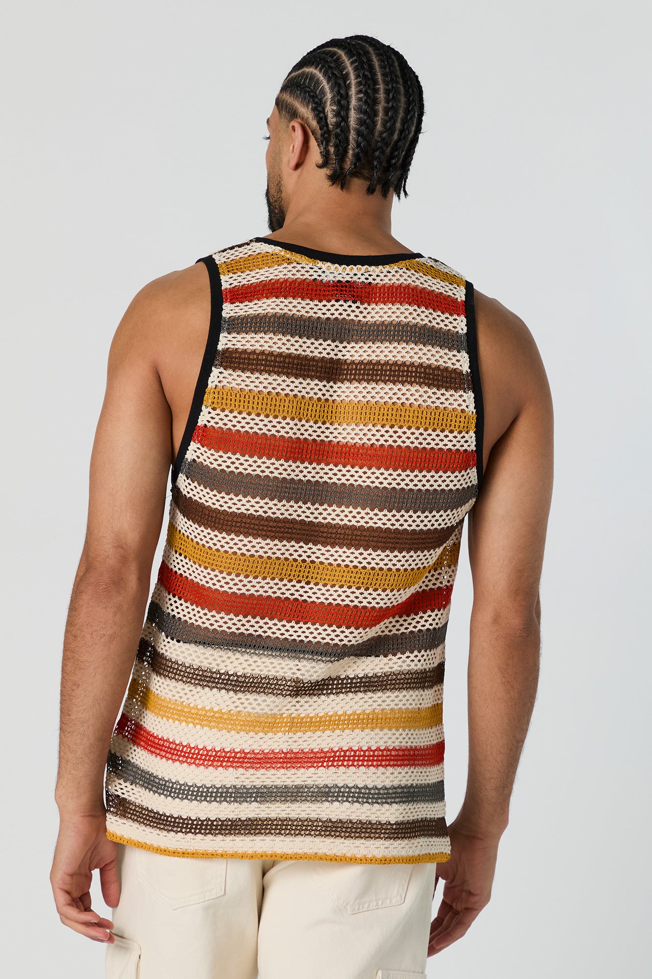 Striped Crochet Crewneck Tank