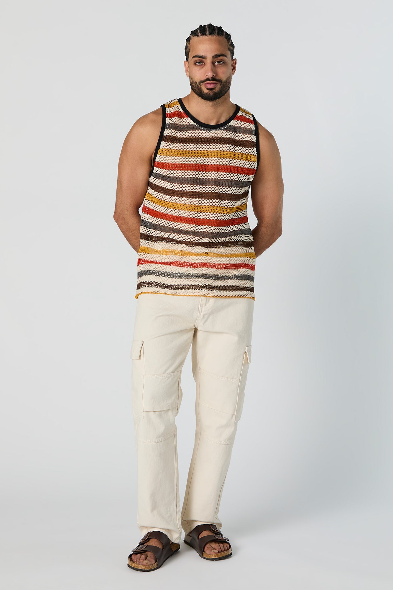 Striped Crochet Crewneck Tank