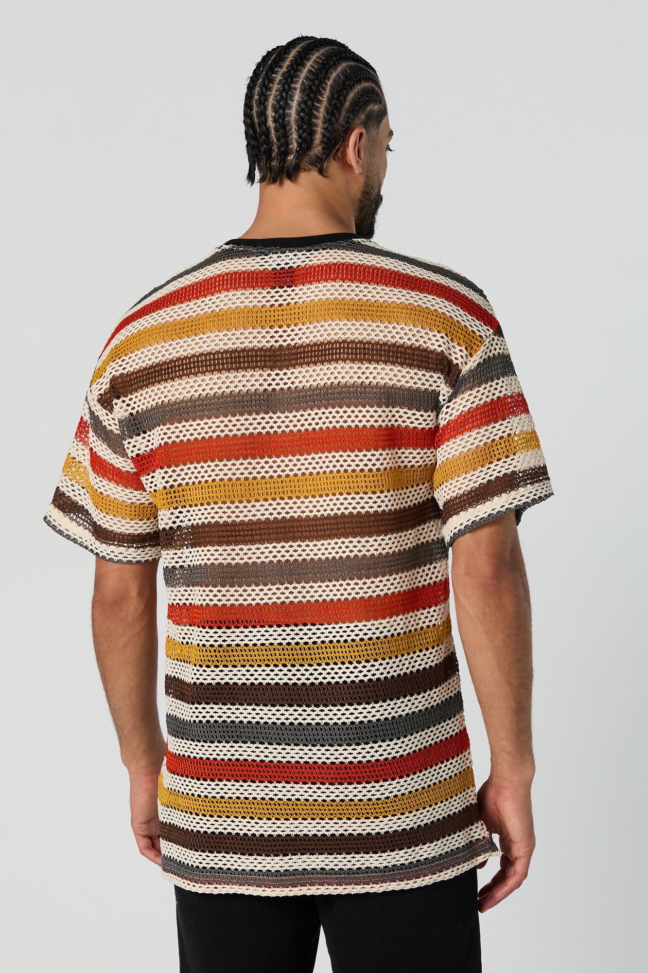 Striped Crochet Crewneck T-Shirt