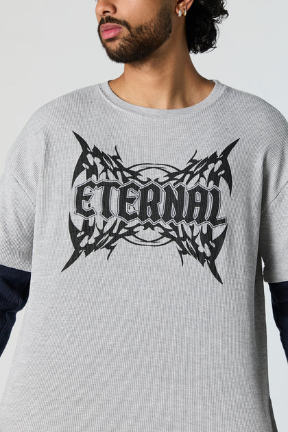 Eternal Graphic Ribbed Layered Long Sleeve Top