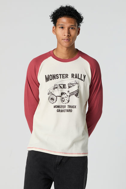 Monster Rally Graphic Raglan Long Sleeve Top