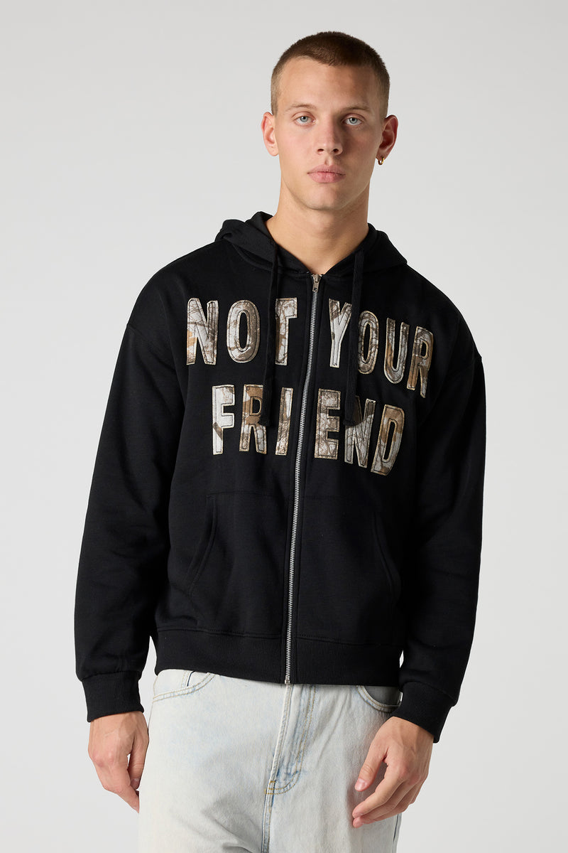 Camo Patch Zip-Up Hoodie