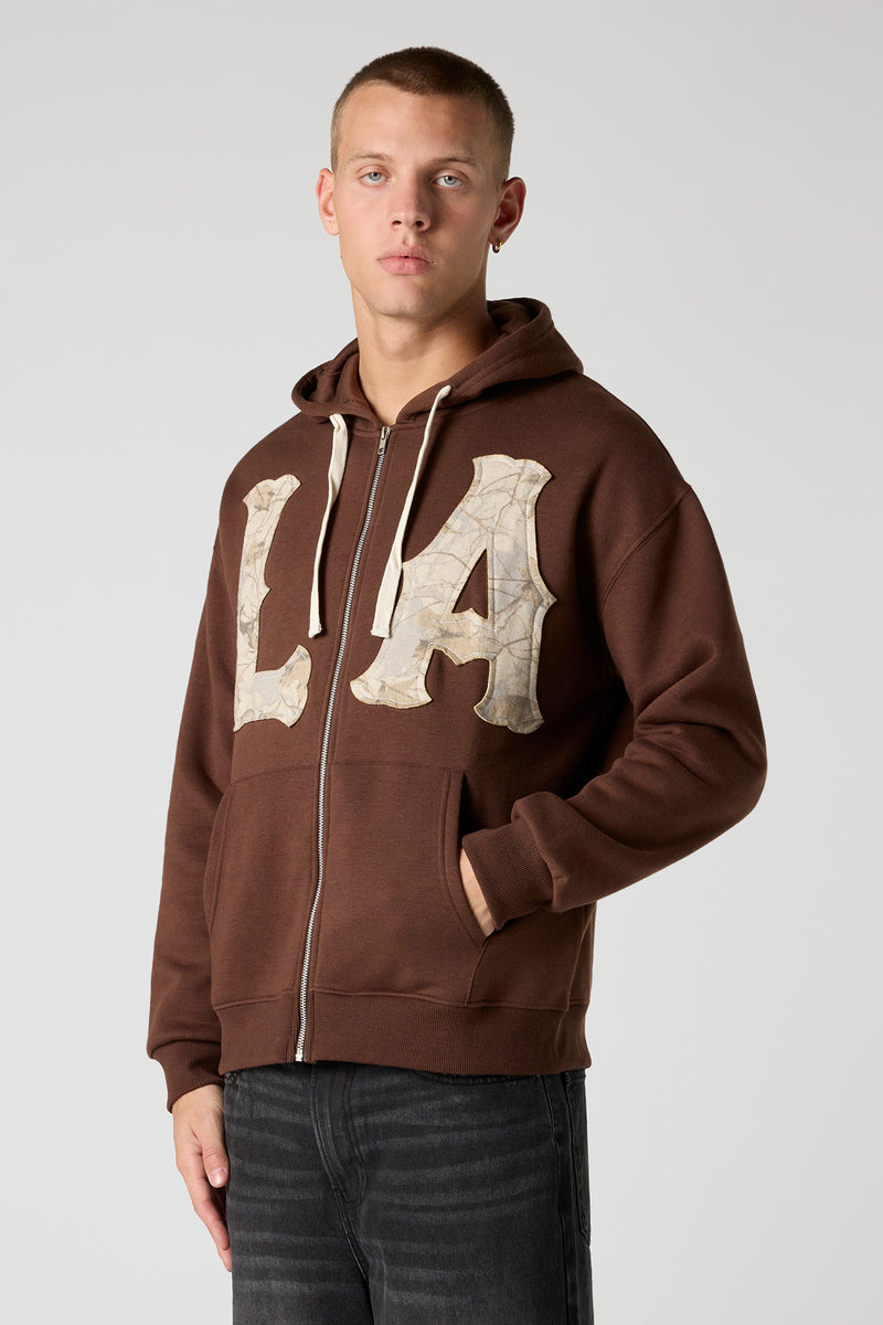 LA Camo Patch Zip-Up Hoodie