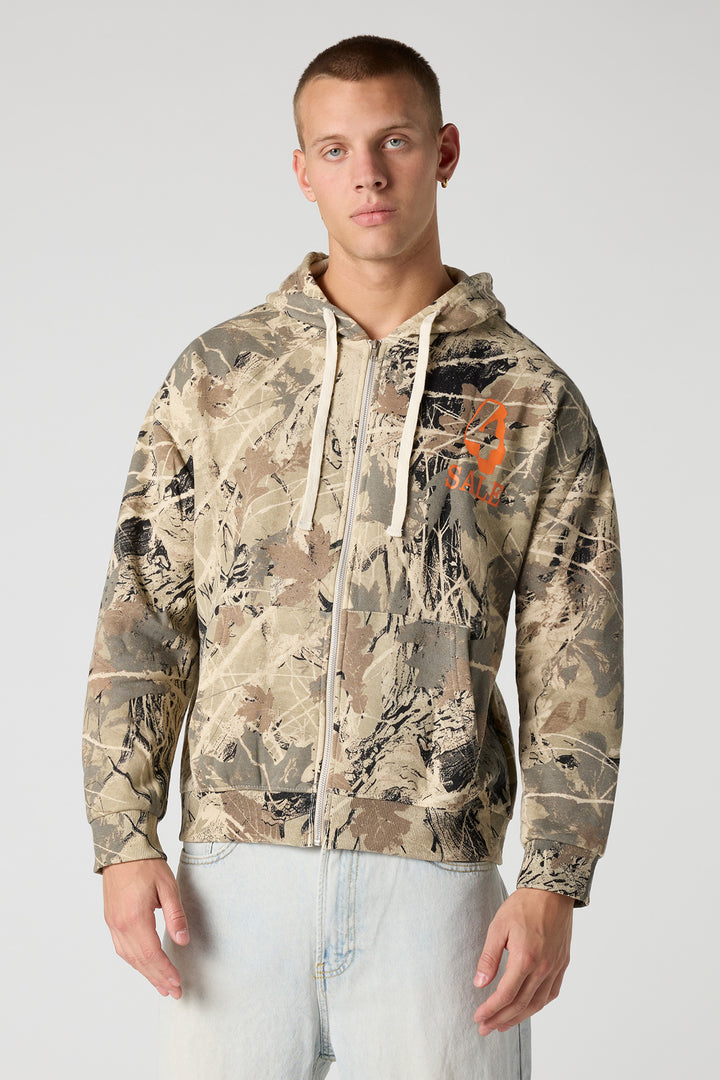 Graphic Camo Zip-Up Hoodie