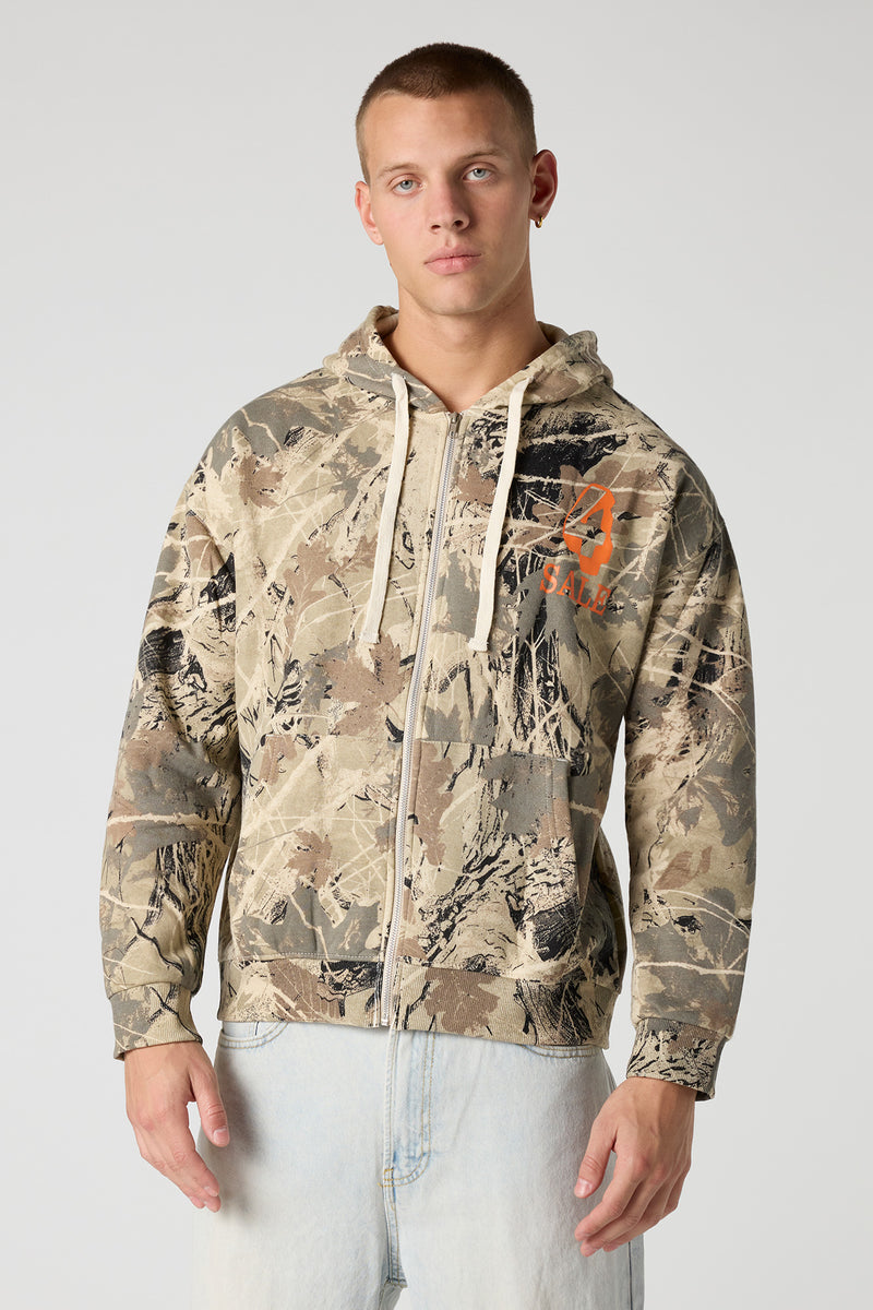 Graphic Camo Zip-Up Hoodie
