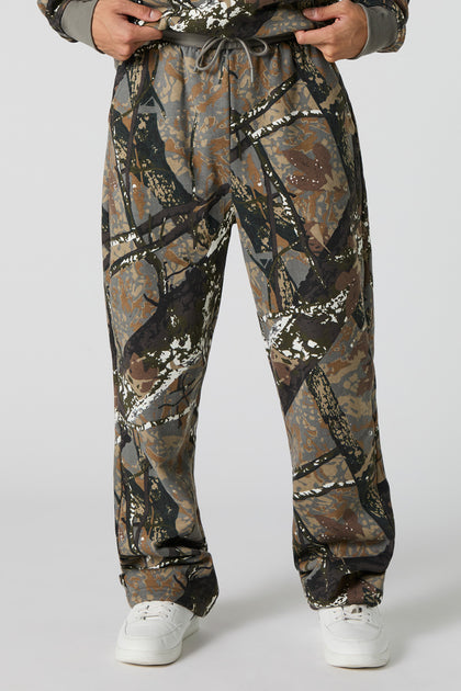 Pantalon d'entraînement en molleton avec imprimé Forêt et motif camouflage