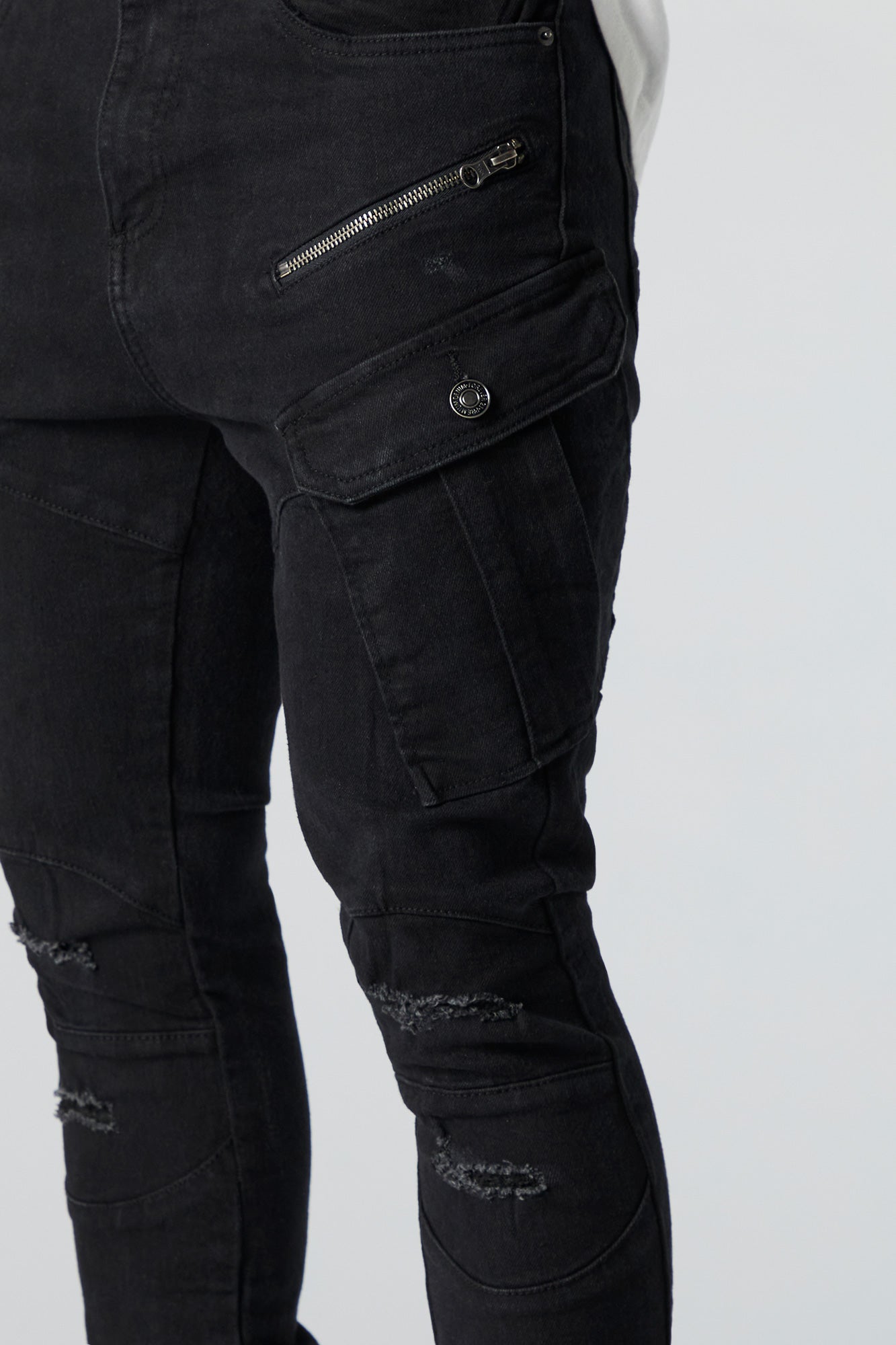 Distressed Cargo Skinny Jean