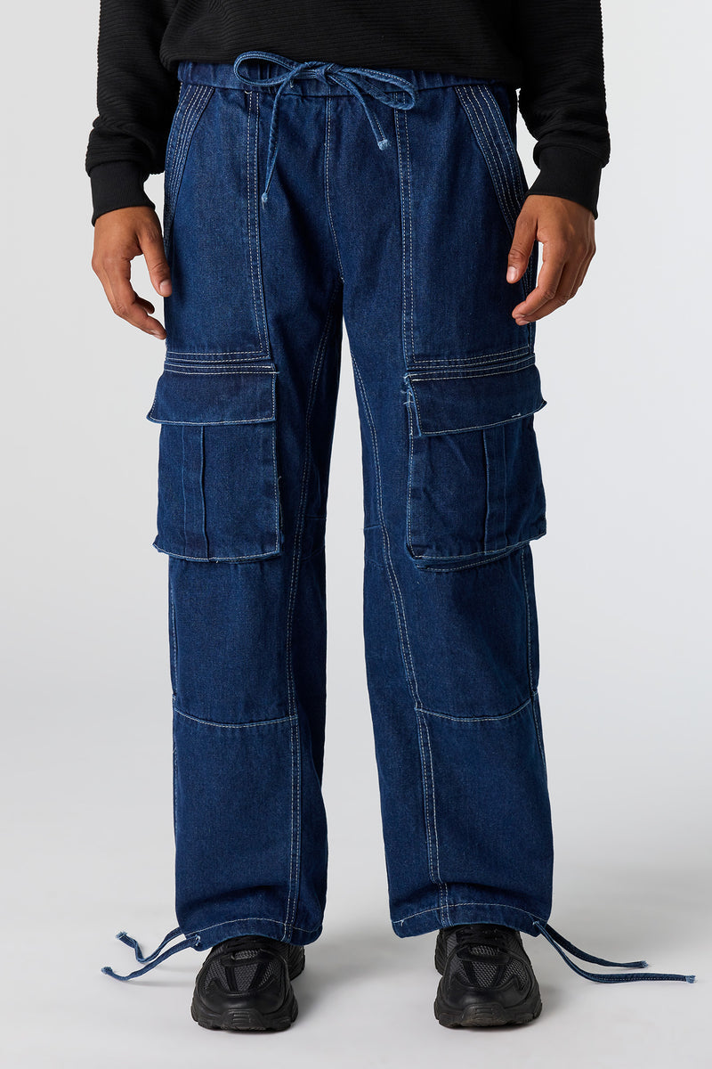 Denim Wide Leg Cargo Jogger