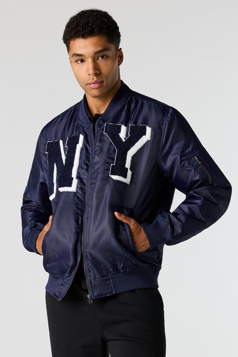 Chenille Embroidered Bomber Jacket