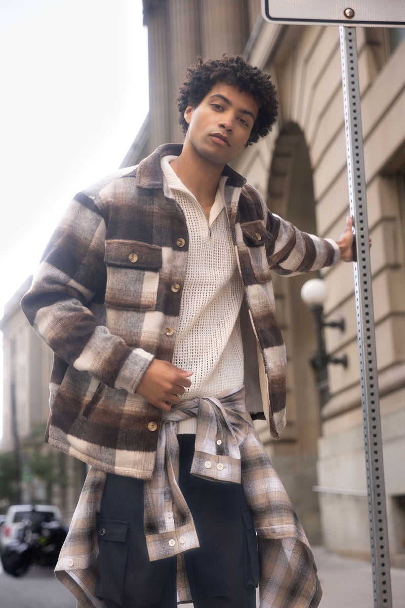 Plaid Faux Fur Lined Shacket