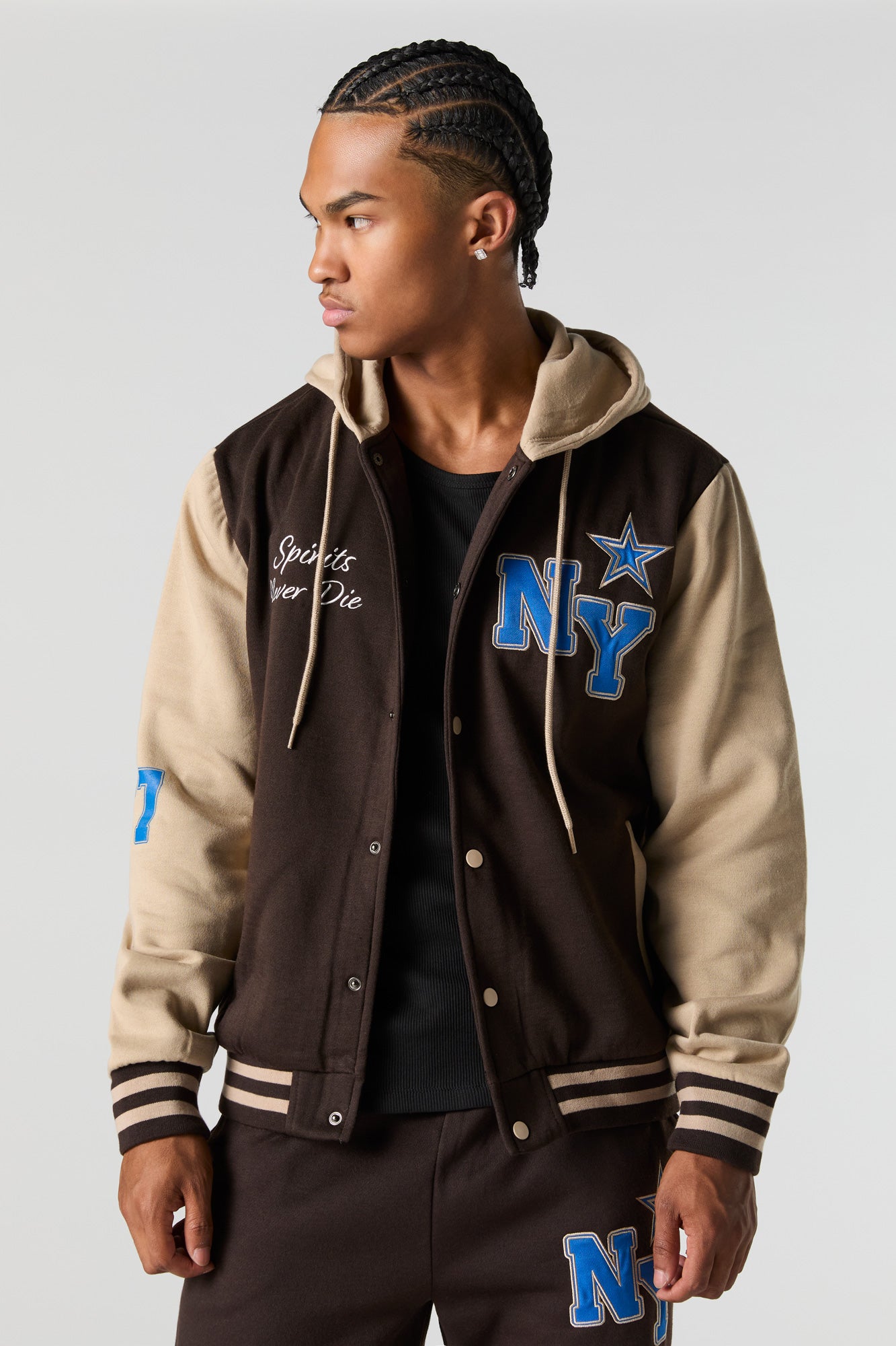 NY Embroidered Fleece Varsity Jacket