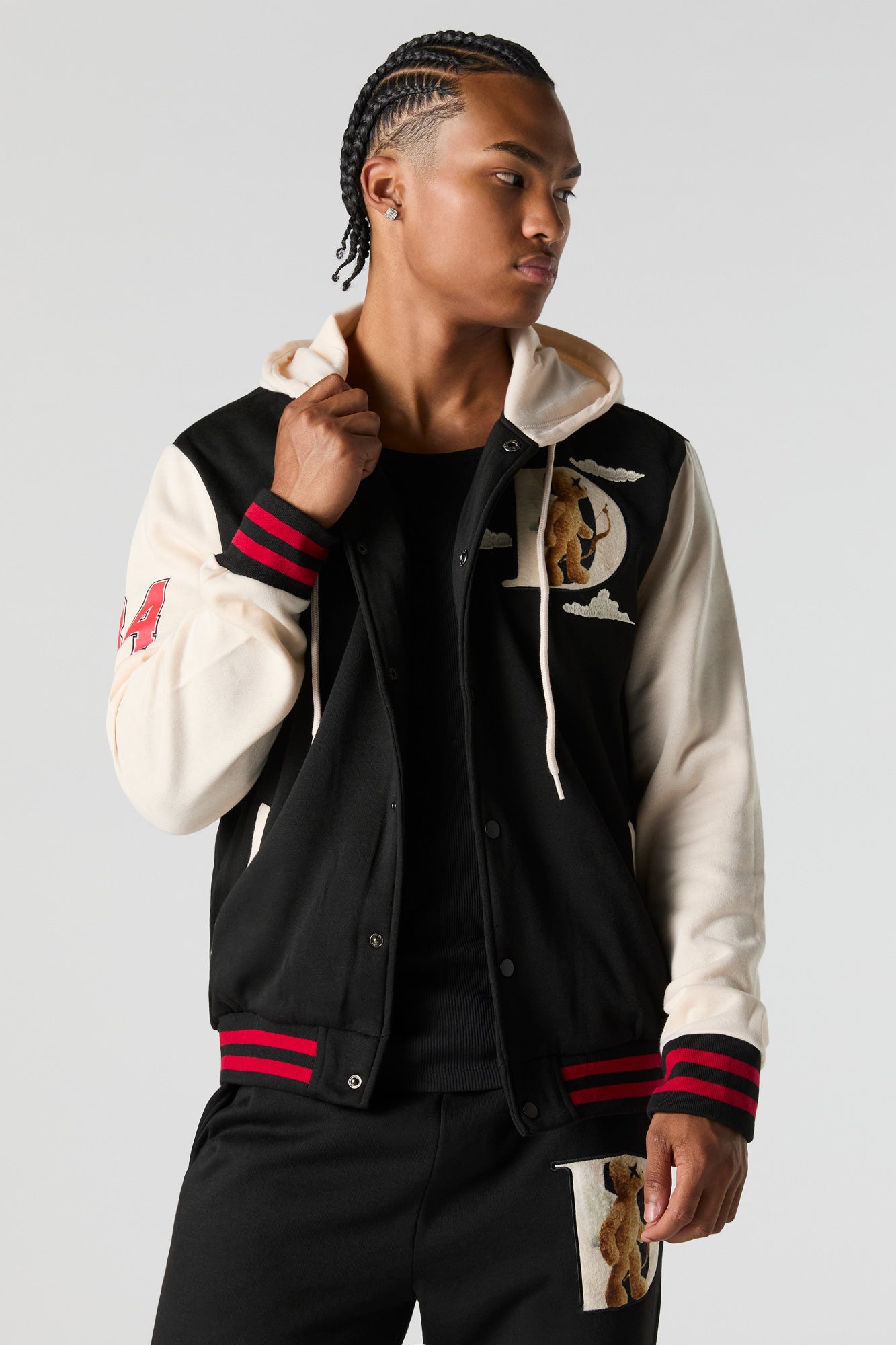 Dream Bear Embroidered Fleece Varsity Jacket