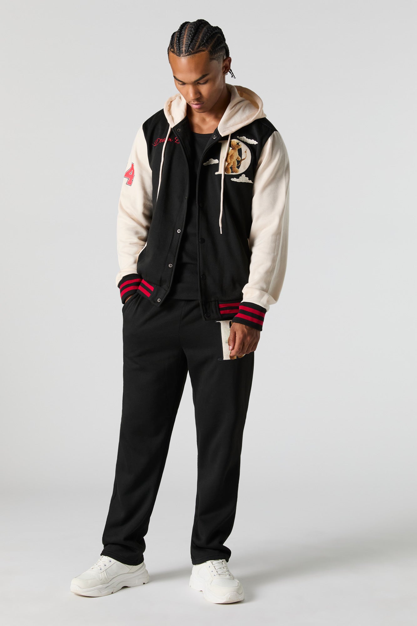 Dream Bear Embroidered Fleece Varsity Jacket