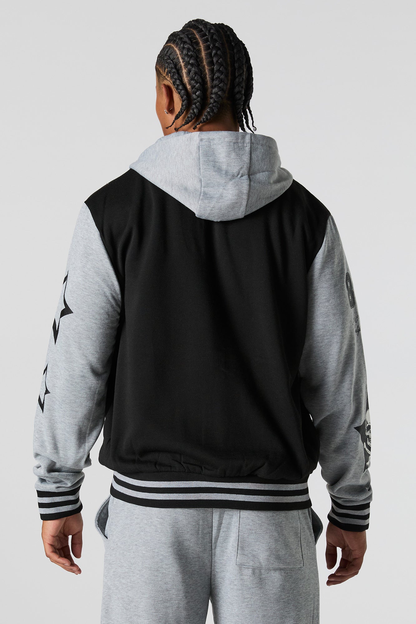 LA Embroidered Fleece Varsity Jacket