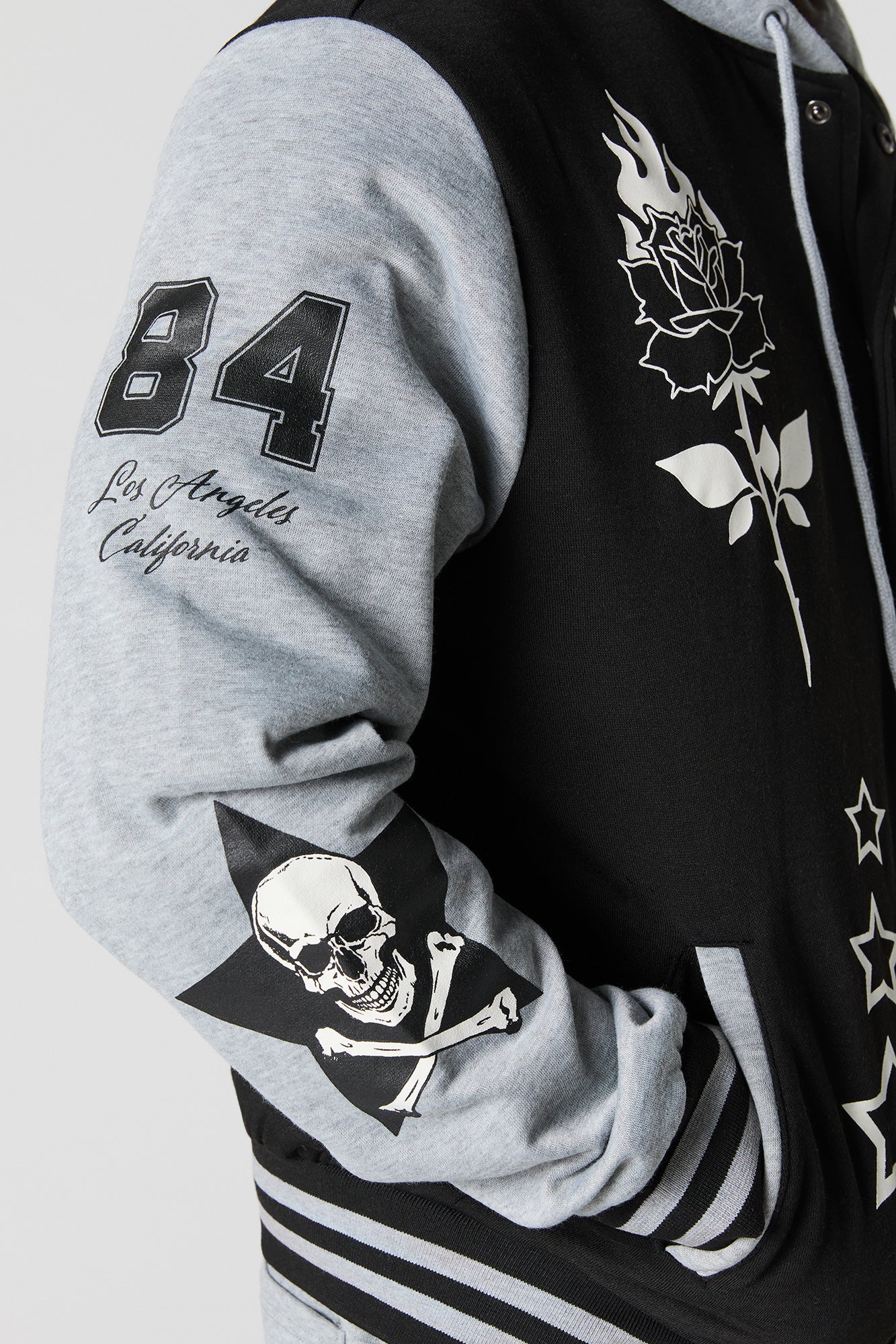 LA Embroidered Fleece Varsity Jacket