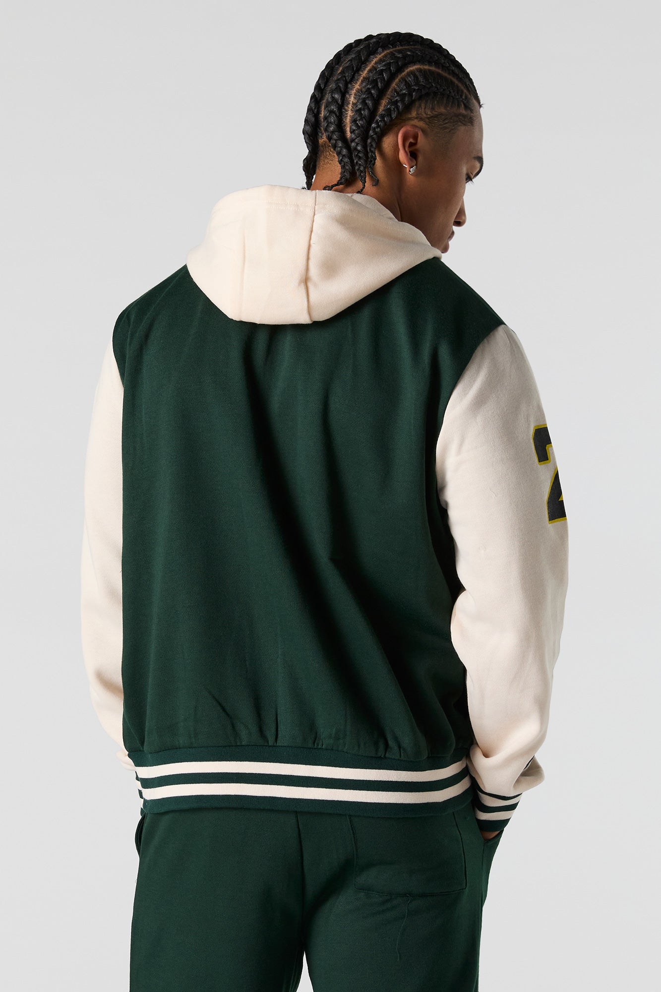 NY Racing Embroidered Fleece Varsity Jacket