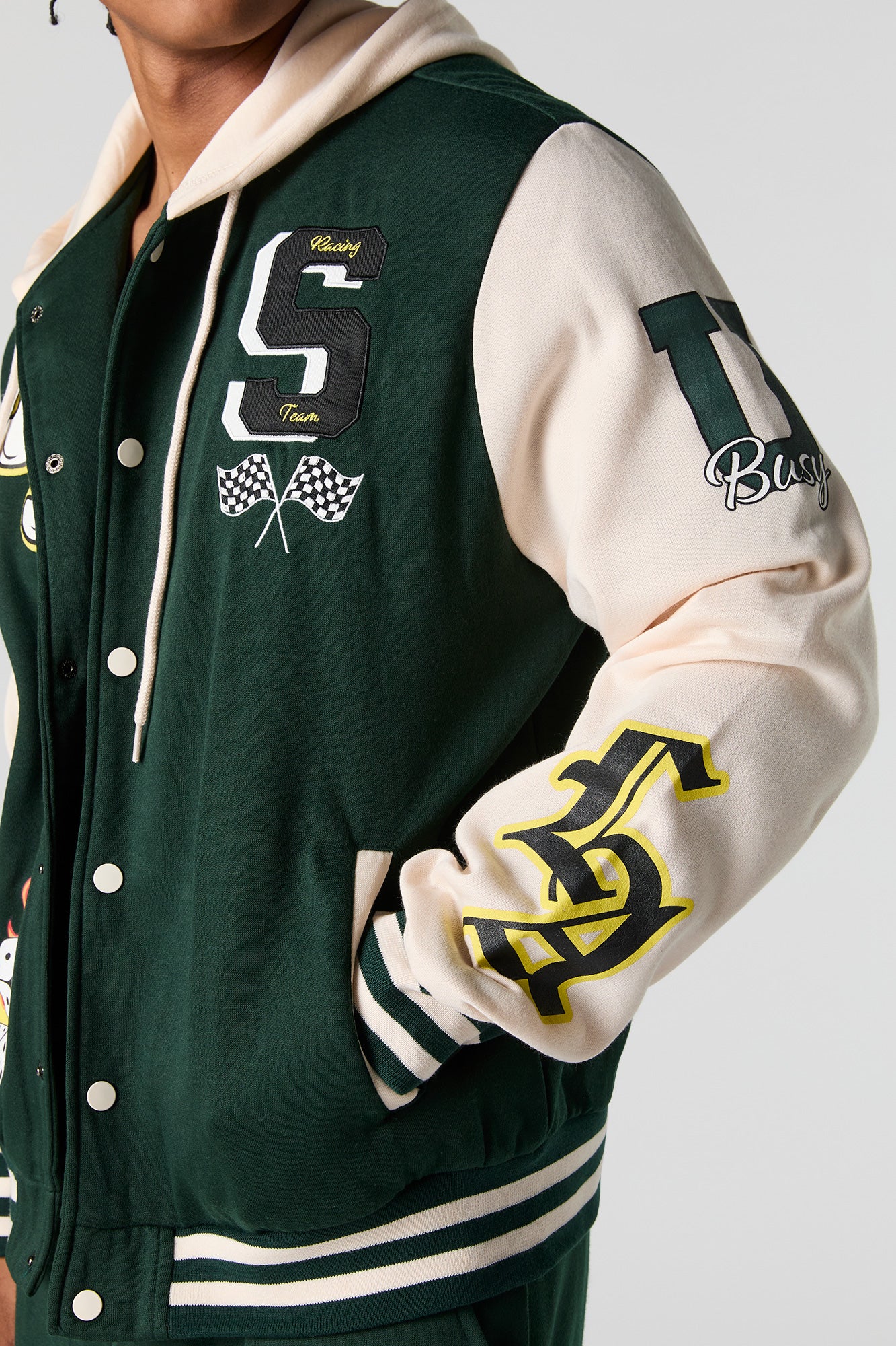 NY Racing Embroidered Fleece Varsity Jacket