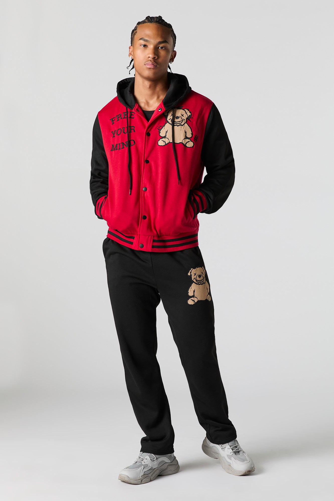 Bear Embroidered Fleece Varsity Sweatpant