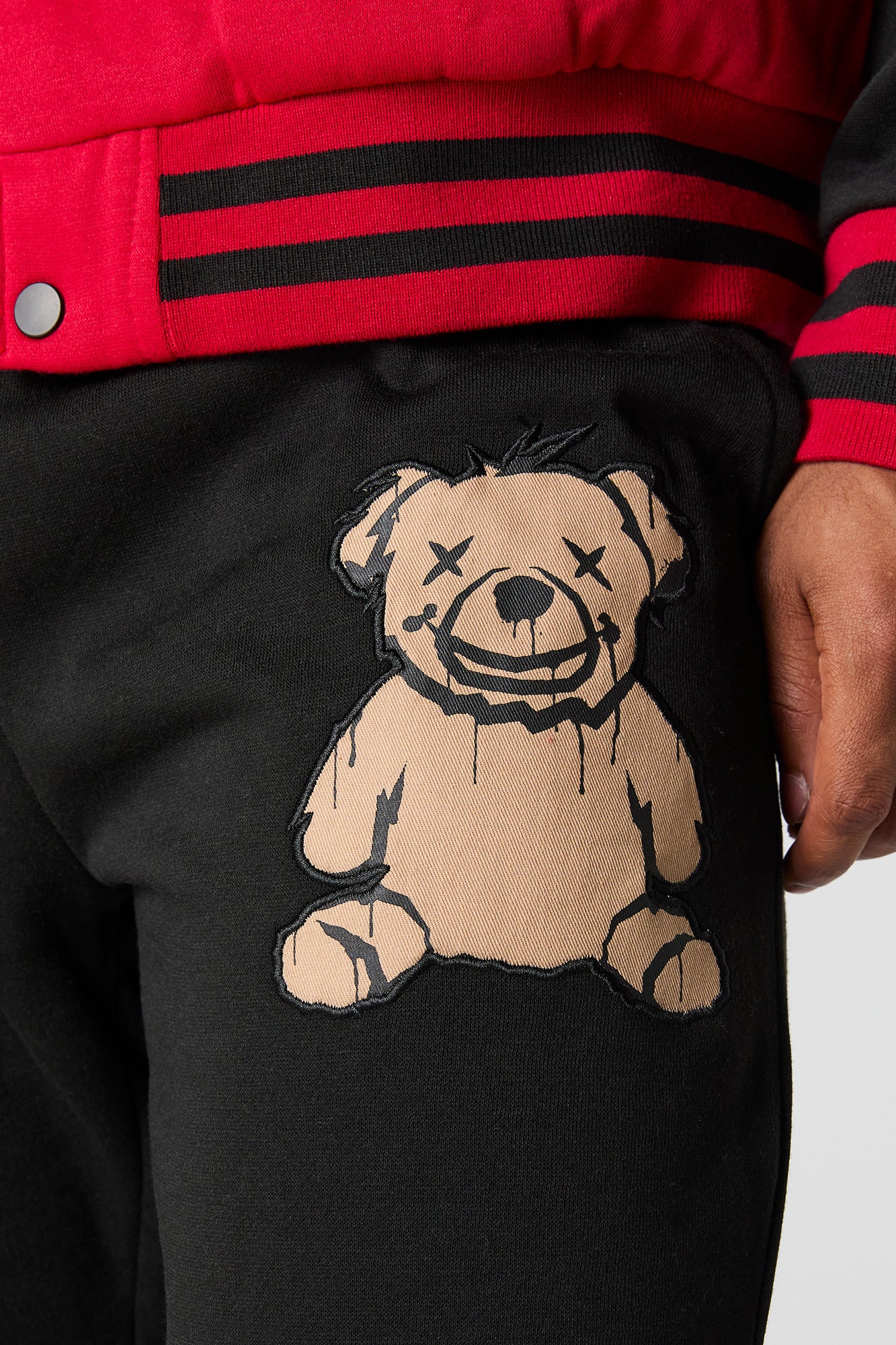 Bear Embroidered Fleece Varsity Sweatpant