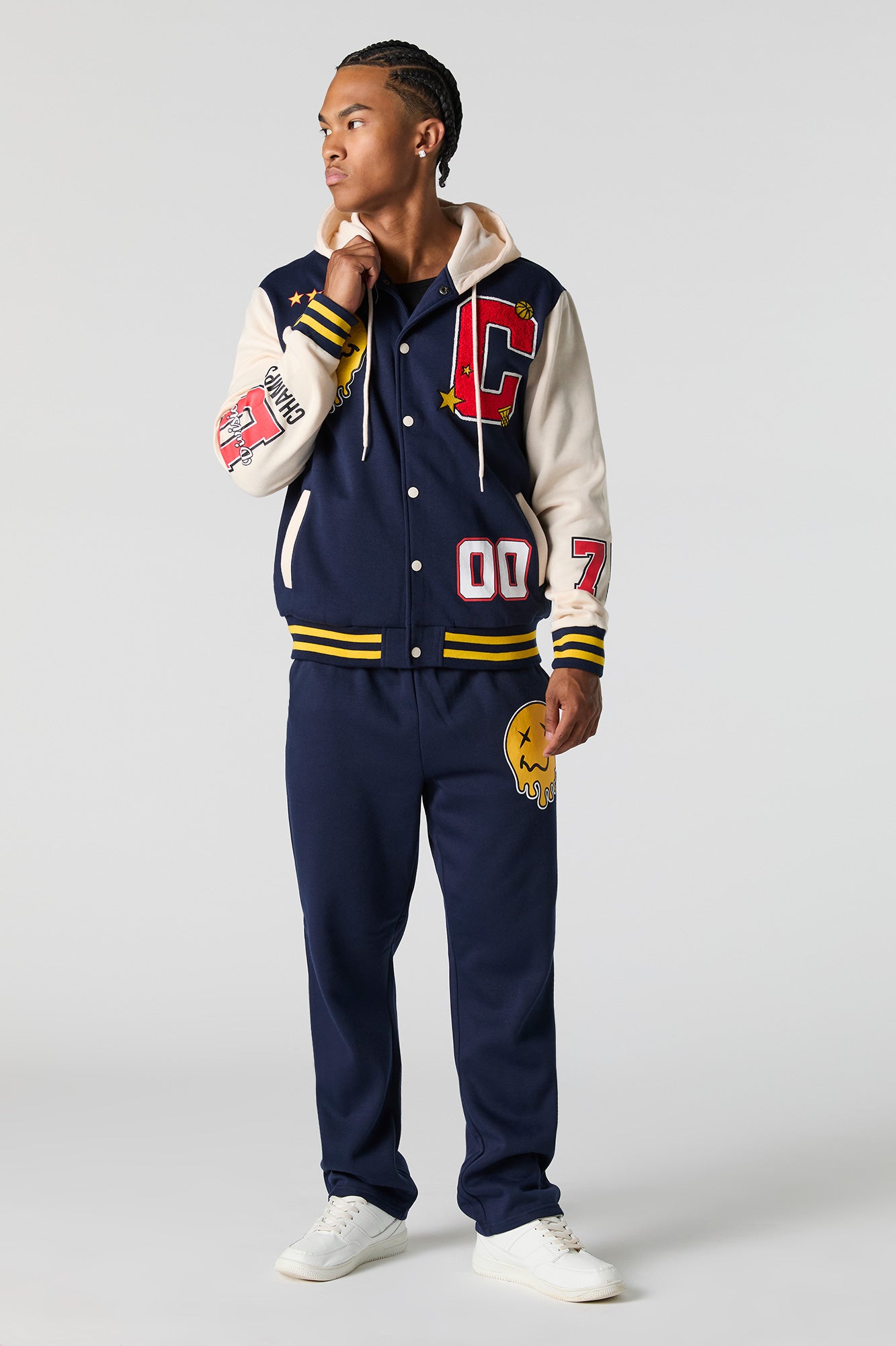 Melted Smiley Embroidered Fleece Varsity Sweatpant