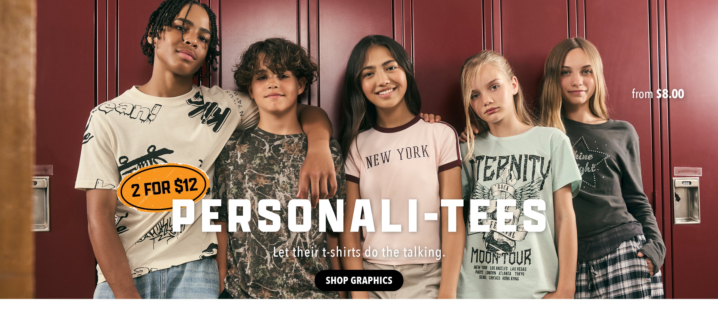 Personali-Tees. Let their t-shirts do the talking. Shop Graphics. 