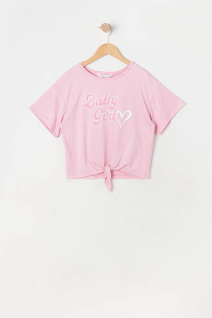 Front Tie Baby Girl Graphic T-Shirt