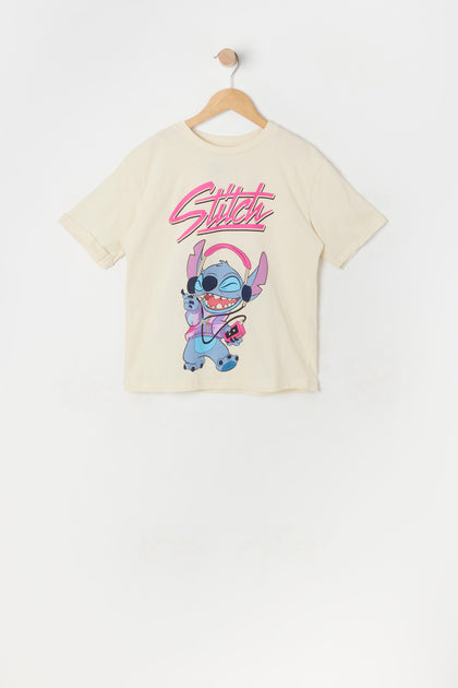 T-shirt de coupe garçonne à imprimé Walkman Stitch pour fille