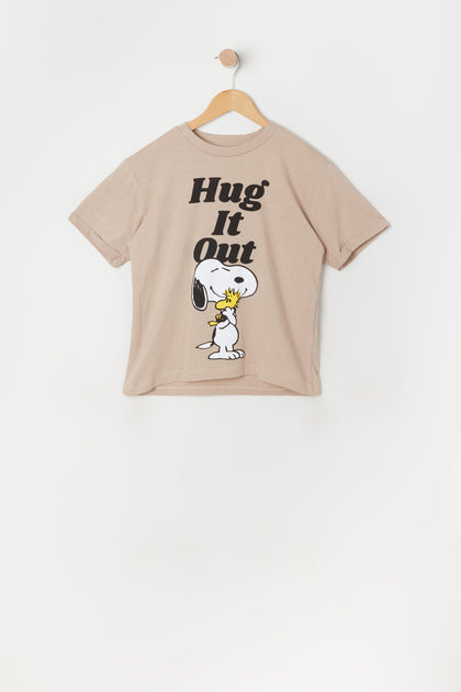 T-shirt de coupe garçonne à imprimé Snoopy Hug It Out pour fille