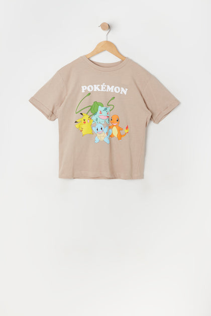 T-shirt de coupe garçonne à imprimé Pokémon pour fille