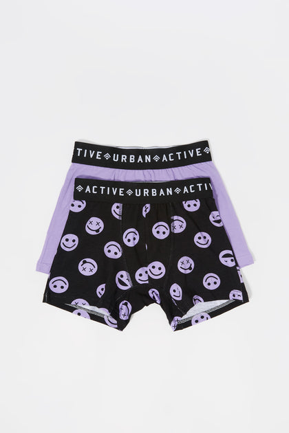 Boys Winking Smiley Face Print Boxer Set (2 Pack)